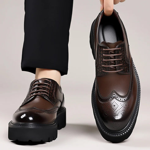 Mens Derby Shoes Height Increase Formal Dress Footwear Casual Leather Oxford Shoes